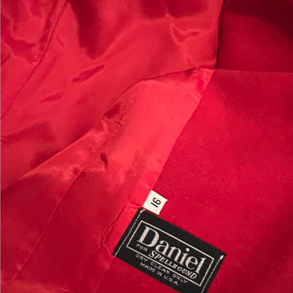 Vintage Daniel For Spellbound Red Shantung Effect Jacket Size 16 - Picture 5 of 5